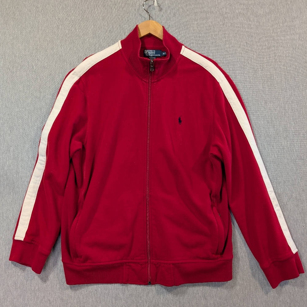 Polo By Ralph Lauren Classic Sweatshirt Men's XL Zip Striped Sleeves Jacket